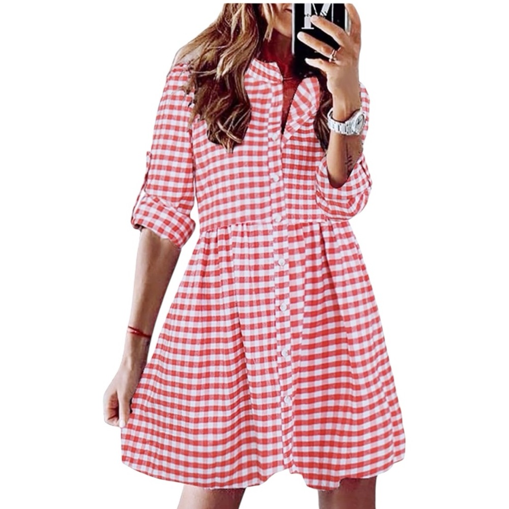 NWT Red Gingham Flannel Checkered Dress